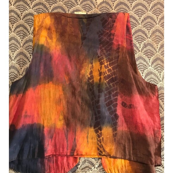 Vintage 80s Tie Dye Vest Size XL 1980s Retro Mirrored Boho Whimsigoth Fairy - Picture 4 of 7